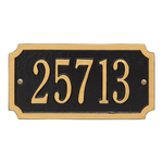 A Rectangle Address Plaque with Corners Cut Off with a Black & Gold Finish, Standard Wall with One Line of Text