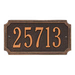 A Rectangle Address Plaque with Corners Cut Off with a Oil Rubbed Bronze Finish, Standard Wall with One Line of Text