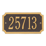 A Rectangle Address Plaque with Corners Cut Off with a Bronze & Gold Finish, Standard Wall with One Line of Text