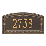 A Rectangle Arched Address Plaque with a Feather Boarder with a Bronze & Gold Finish, Standard Wall with One Line of Text