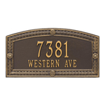 A Rectangle Arched Address Plaque with a Feather Boarder with a Bronze & Gold Finish, Standard Wall with Two Lines of Text