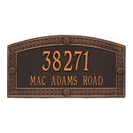 A Rectangle Arched Address Plaque with a Feather Boarder with a Oil Rubbed Bronze Finish, Estate Wall with Two Lines of Text