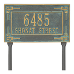 Personalized Key Corner Bronze & Verdigris Finish, Standard Lawn with Two Lines of Text
