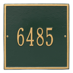 Personalized Square Green & Gold Finish, Standard Wall with One Line of Text