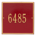 Personalized Square Red & Gold Finish, Standard Wall with One Line of Text