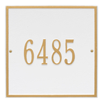 Personalized Square White & Gold Finish, Standard Wall with One Line of Text