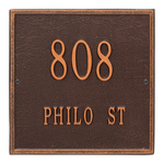 Personalized Square Antique Copper Finish, Standard Wall with Two Lines of Text
