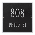 Personalized Square Black & Silver Finish, Standard Wall with Two Lines of Text