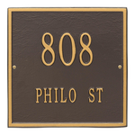 Personalized Square Bronze & Gold Finish, Standard Wall with Two Lines of Text
