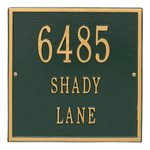 Personalized Square Green & Gold Finish, Standard Wall with Three Lines of Text
