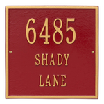 Personalized Square Red & Gold Finish, Standard Wall with Three Lines of Text