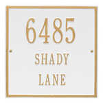 Personalized Square White & Gold Finish, Standard Wall with Three Lines of Text