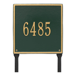 Personalized Square Green & Gold Finish, Standard Lawn with One Line of Text