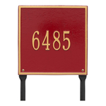 Personalized Square Red & Gold Finish, Standard Lawn with One Line of Text