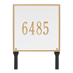 Personalized Square White & Gold Finish, Standard Lawn with One Line of Text