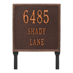 Personalized Square Antique Copper Finish, Standard Lawn with Three Lines of Text