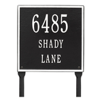 Personalized Square Black & White Finish, Standard Lawn with Three Lines of Text