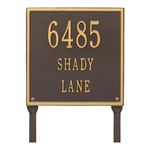Personalized Square Bronze & Gold Finish, Standard Lawn with Three Lines of Text