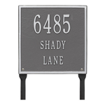 Personalized Square Pewter & Silver Finish, Standard Lawn with Three Lines of Text