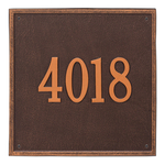 Personalized Square Antique Copper Finish, Estate Wall with One Line of Text