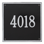 Personalized Square Black & Silver Finish, Estate Wall with One Line of Text