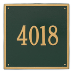 Personalized Square Green & Gold Finish, Estate Wall with One Line of Text
