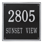 Personalized Square Black & Silver Finish, Estate Wall with Two Lines of Text