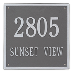 Personalized Square Pewter & Silver Finish, Estate Wall with Two Lines of Text
