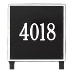 Personalized Square Black & White Finish, Estate Lawn with One Line of Text