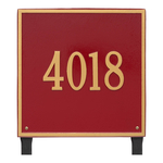 Personalized Square Red & Gold Finish, Estate Lawn with One Line of Text