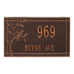 Personalized Woodridge Bird Antique Copper Finish, Standard Wall with Two Lines of Text
