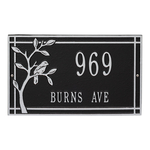 Personalized Woodridge Bird Black & Silver Finish, Standard Wall with Two Lines of Text