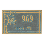 Personalized Woodridge Bird Bronze & Verdigris Finish, Standard Wall with Two Lines of Text