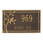 Personalized Woodridge Bird Bronze & Gold Finish, Standard Wall with Two Lines of Text