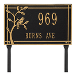 Personalized Woodridge Bird Black & Gold Finish, Standard Lawn with Two Lines of Text