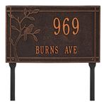 Personalized Woodridge Bird Oil Rubbed Bronze Finish, Standard Lawn with Two Lines of Text