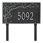 Personalized Spring Blossom Black & Silver Finish, Estate Lawn with One Line of Text
