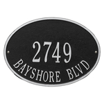 Hawthorne Oval Address Plaque with a Black & Silver Finish, Standard Wall Mount with Two Lines of Text