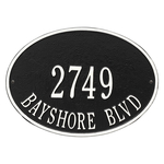 Hawthorne Oval Address Plaque with a Black & White Finish, Standard Wall Mount with Two Lines of Text