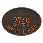 Hawthorne Oval Address Plaque with a Oil Rubbed Bronze Finish, Standard Wall Mount with Two Lines of Text
