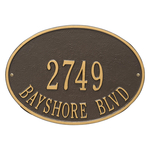 Hawthorne Oval Address Plaque with a Bronze & Gold Finish, Standard Wall Mount with Two Lines of Text