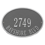 Hawthorne Oval Address Plaque with a Pewter & Silver Finish, Standard Wall Mount with Two Lines of Text