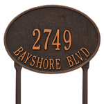 Hawthorne Oval Address Plaque with a Oil Rubbed Bronze Finish, Standard Lawn with Two Lines of Text