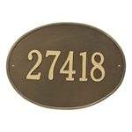 Hawthorne Oval Address Plaque with a Antique Brass Finish, Estate Wall Mount with One Line of Text