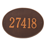 Hawthorne Oval Address Plaque with a Antique Copper Finish, Estate Wall Mount with One Line of Text