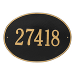 Hawthorne Oval Address Plaque with a Black & Gold Finish, Estate Wall Mount with One Line of Text