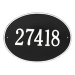 Hawthorne Oval Address Plaque with a Black & White Finish, Estate Wall Mount with One Line of Text