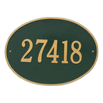 Hawthorne Oval Address Plaque with a Green & Gold Finish, Estate Wall Mount with One Line of Text