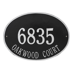 Hawthorne Oval Address Plaque with a Black & Silver Finish, Estate Wall Mount with Two Lines of Text