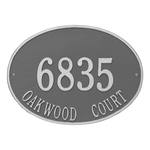 Hawthorne Oval Address Plaque with a Pewter & Silver Finish, Estate Wall Mount with Two Lines of Text